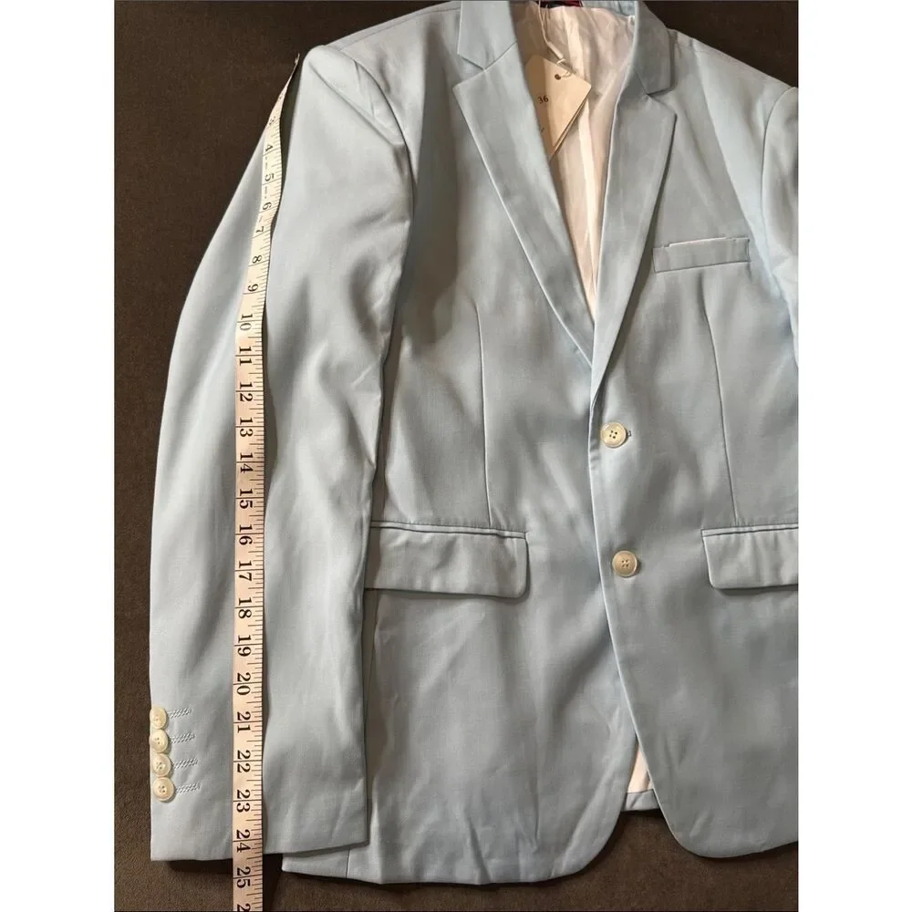 Men’s Pale Blue 2 Piece Suit Single Breasted 2 Button 36 Jacket 32 Pants NEW